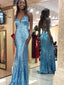 Mermaid V Neck Sleeveless Lace Up Prom Dresses, Sweet 16 Prom Dresses, 12458