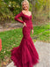 Mermaid Lace Applique Long Prom Dresses, Sweet 16 Prom Dresses, 12502