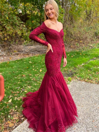 Sexy Mermaid Off The Shoulder Prom Dresses, Sweet 16 Prom Dresses, 12453
