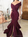 Simple Mermaid Burgundy Long Prom Dresses, Sweet 16 Prom Dresses, 12515