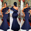 Mermaid One Shoulder Sleeveless Navy Bridesmaid Dresses Online, WG875