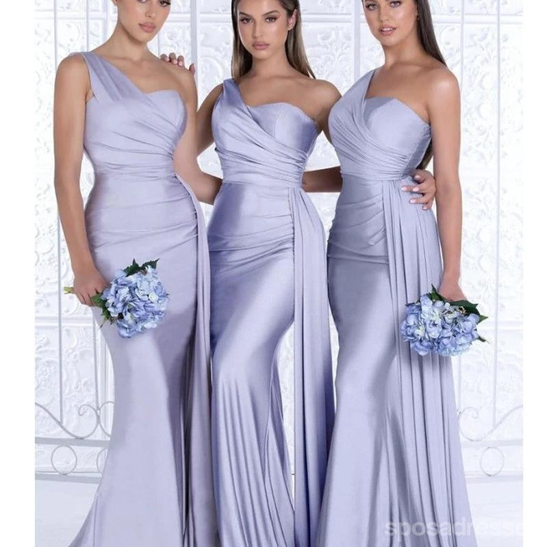 Mermaid One Shoulder Sleeveless Long Bridesmaid Dresses Online, WG919