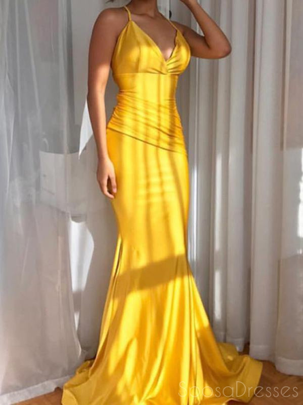 Mermaid V Neck Sleeveless Yellow Long Prom Dresses, Sweet 16 Prom Dres SposaDresses Mermaid V Neck Sleeveless Yellow Long Prom Dresses, Sweet 16 Prom Dres SposaDresses