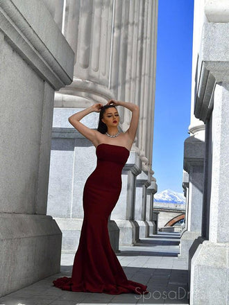 Mermaid Strapless Sleeveless Cheap Prom Dresses, Sweet 16 Prom Dresses, 12431