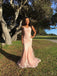 Mermaid Spaghetti Straps Pink Long Prom Dresses, Sweet 16 Prom Dresses, 12401