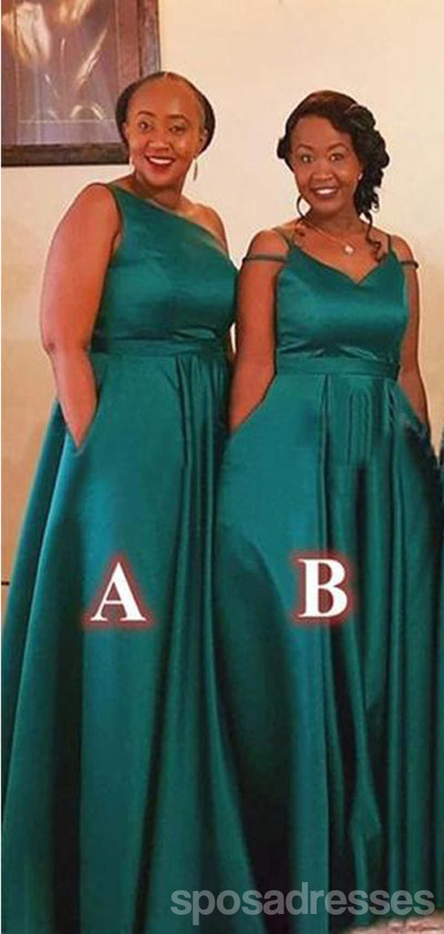 Mismatched Mermaid Teal Sleeveless V-Neck A-Line Long Bridesmaid Dresses Gown Online,WG1066