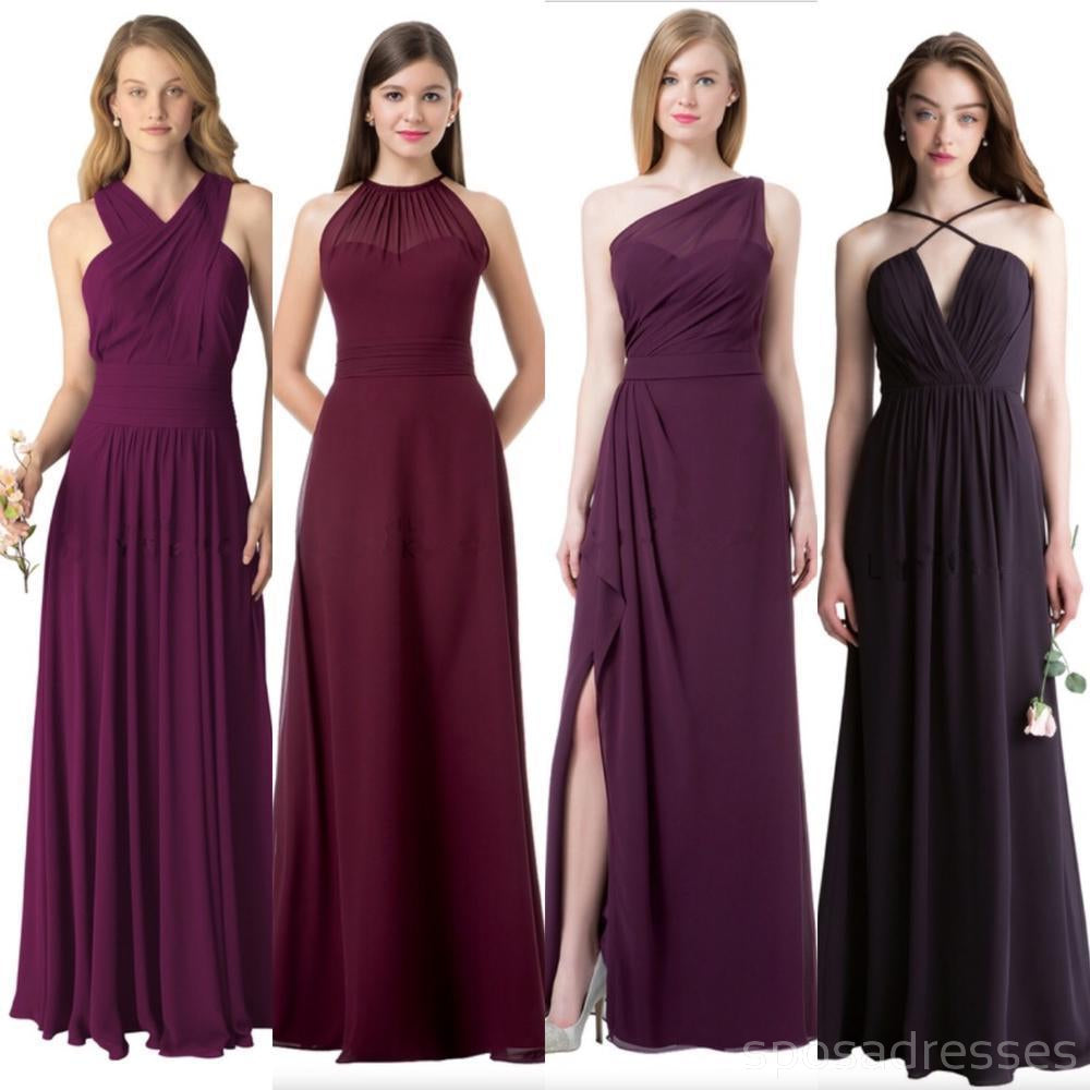 Cheap Chiffon Mismatched Custom Long Bridesmaid Dresses, BD113
