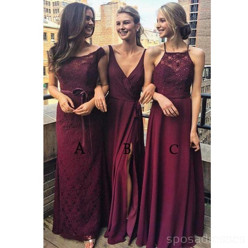 Dark Red Mimsatched Cheap Long Bridesmaid Dresses Online, WG203