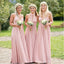Mismatched Blush Pink Chiffon Cheap Long Bridesmaid Dresses Online, WG332