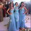Mismatched Blue Mermaid Cheap Long Bridesmaid Dresses Online,WG1283
