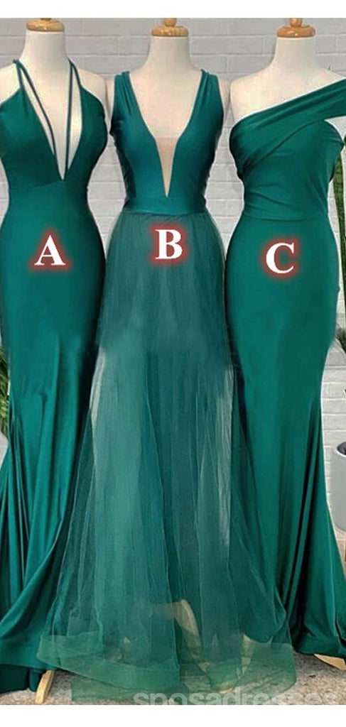 Mismatched Mermaid Emerald Green Cheap Long Bridesmaid Dresses Gown Online,WG1110