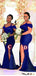 Mismatched Burgundy Mermaid High Slit Long Bridesmaid Dresses Gown Online,WG1117