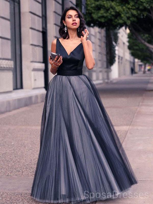 Navy Simple V Neck A-line Evening Prom Dresses, Cheap Custom Sweet 16 SposaDresses Navy Simple V Neck A-line Evening Prom Dresses, Cheap Custom Sweet 16 SposaDresses