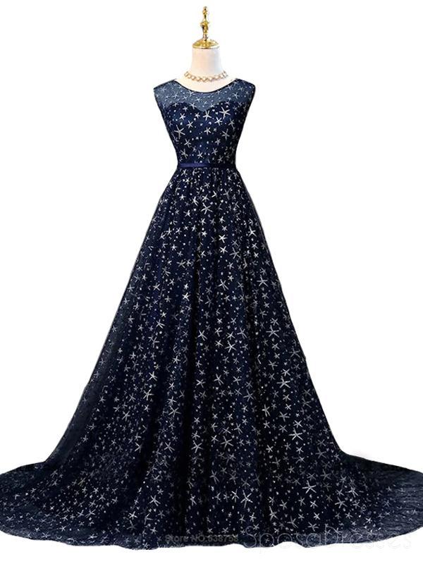 Scoop Navy Star Sequin Cheap Long Evening Prom Dresses, Cheap Custom S SposaDresses Scoop Navy Star Sequin Cheap Long Evening Prom Dresses, Cheap Custom S SposaDresses