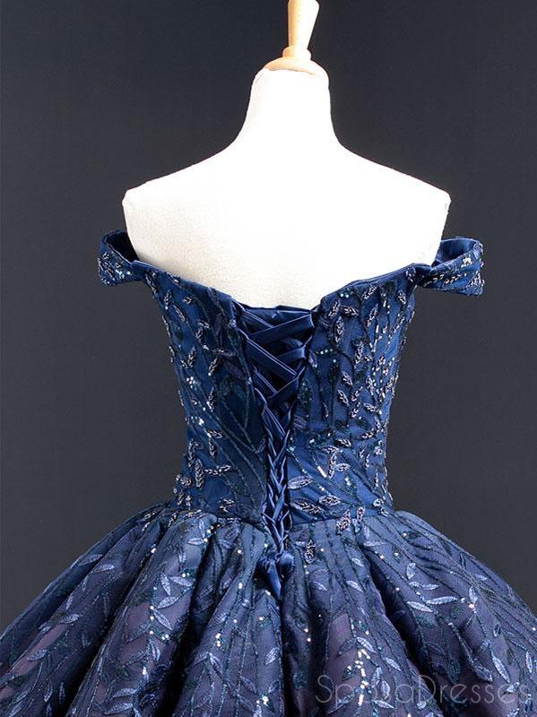 Off Shoulder Navy Blue Ball Gown Prom Dresses, Sweet 16 Dresses, Quinc SposaDresses Off Shoulder Navy Blue Ball Gown Prom Dresses, Sweet 16 Dresses, Quinc SposaDresses