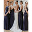 Navy Blue Mermaid Spaghetti Straps Backless Cheap Long Bridesmaid Dresses,WG1315