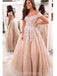 Off Shoulder Lace Beaded A-line Cheap Evening Prom Dresses, Evening Party Prom Dresses, 12182