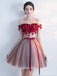 Off Shoulder Red Lace Cheap Short Homecoming Dresses Online, CM692