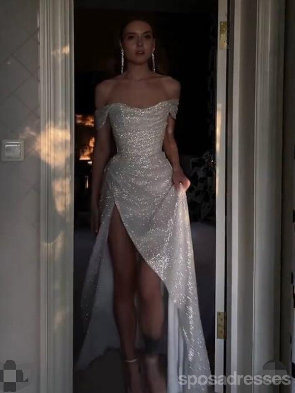 Sparkly Ivory Mermaid Off Shoulder High Slit Cheap Long Prom Dresses O SposaDresses Sparkly Ivory Mermaid Off Shoulder High Slit Cheap Long Prom Dresses O SposaDresses