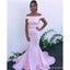 Two Pieces Mermaid Pink Off Shoulder Long Bridesmaid Dresses Gown Online,WG1109