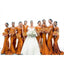 Burnt Orange Mermaid Off Shoulder High Slit Long Bridesmaid Dresses Gown Online,WG1123