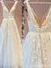 Off White A-line Straps V-neck Handmade Lace Wedding Dresses Online,WD789