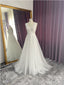 Off White A-line Straps V-neck Handmade Lace Wedding Dresses,WD792