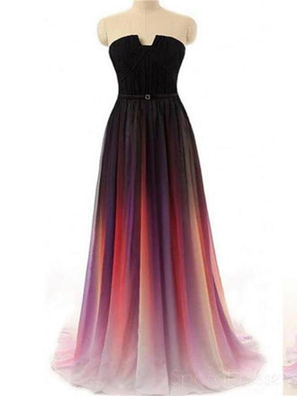 Popular Chiffon Strapless Omber Long Cheap Evening Prom Dresses Online,PD0111