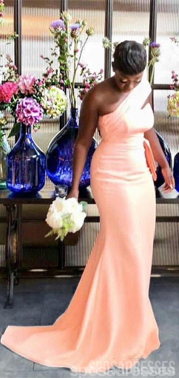 Unique Mermaid Peach One Shoulder Sweetheart Long bridesmaid Dresses, SposaDresses Unique Mermaid Peach One Shoulder Sweetheart Long bridesmaid Dresses, SposaDresses