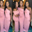 Mermaid One Shoulder Pink Cheap Long Bridesmaid Dresses Online, WG855