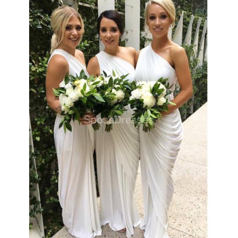 One Shoulder Off White Long Bridesmaid Dresses Online, Cheap Dresses, WG708