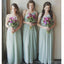 One Shoulder Chiffon Sage Bridesmaid Dresses Online, WG784