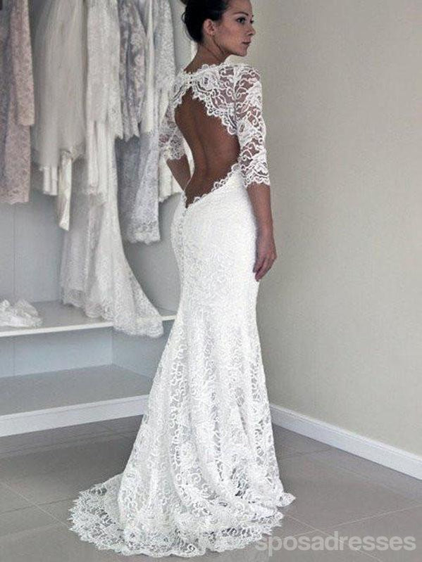 Long Sleeve Lace Open Back Mermaid Wedding Dresses, Long Custom Weddin SposaDresses Long Sleeve Lace Open Back Mermaid Wedding Dresses, Long Custom Weddin SposaDresses