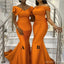Mismatched Orange Mermaid Cheap Long Bridesmaid Dresses,WG1627