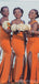 Mermaid Orange One Shoulder High Slit Cheap Bridesmaid Dresses Gown Online, WG1052