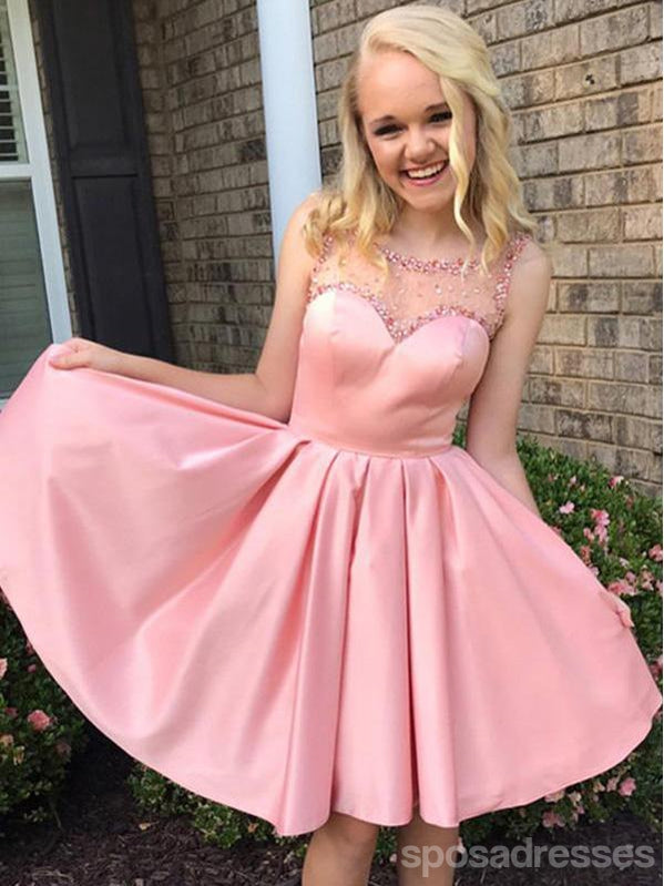 Pink Illusion Cute Pink Short Cheap Homecoming Dresses Online, CM562 SposaDresses Pink Illusion Cute Pink Short Cheap Homecoming Dresses Online, CM562 SposaDresses
