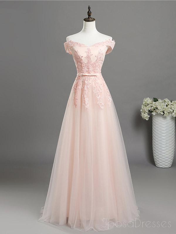 Pale Pink Off Shoulder Lace A-line Long Evening Prom Dresses, Cheap Sw SposaDresses Pale Pink Off Shoulder Lace A-line Long Evening Prom Dresses, Cheap Sw SposaDresses