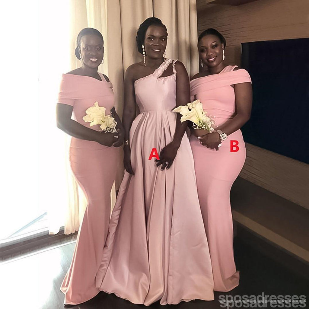 Mismatched Pink One Shoulder Long Bridesmaid Dresses Gown Online,WG107 SposaDresses Mismatched Pink One Shoulder Long Bridesmaid Dresses Gown Online,WG107 SposaDresses