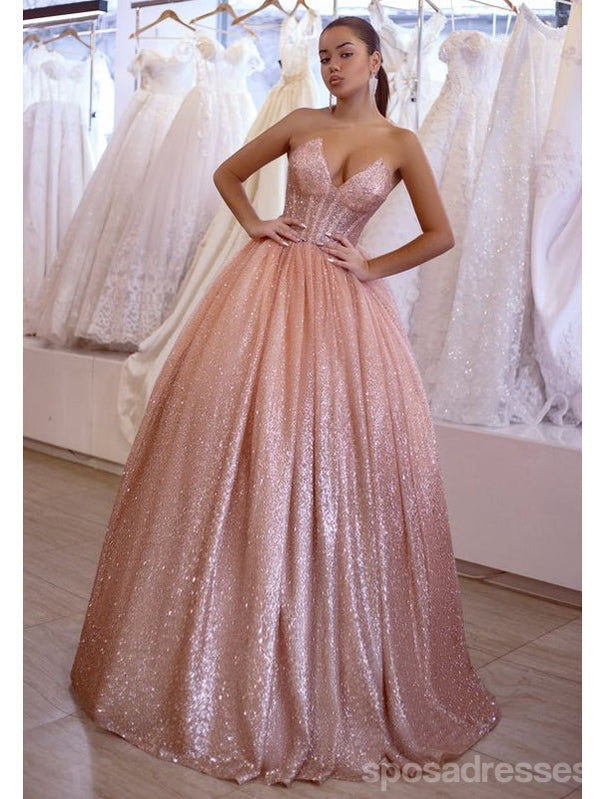 Gorgeous Pink A-line V-neck Maxi Long Prom Dresses,Evening Dresses,13174
