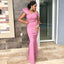 Unique Pink Mermaid One Shoulder Cheap Long Bridesmaid Dresses,WG1445