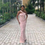 Pink Mermaid One Shoulder Cheap Long Bridesmaid Dresses,WG1492