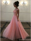 Elegant Pink A-line Jewel Maxi Long Prom Dresses,Evening Dresses,13181