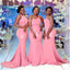 Mismatched Pink Mermaid Cheap Long Bridesmaid Dresses Online,WG1332