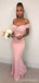 Elegant Pink Mermaid Off Shoulder Cheap Long Bridesmaid Dresses,WG1449