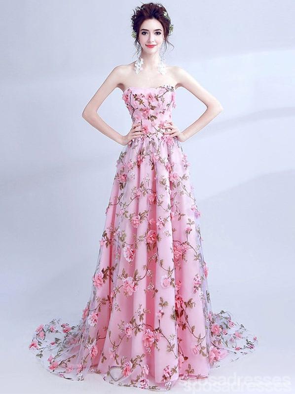 Cute Floral Pink A-line Sweetheart Long Prom Dresses Online, Dance Dre SposaDresses Cute Floral Pink A-line Sweetheart Long Prom Dresses Online, Dance Dre SposaDresses