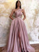 Pink A-line One Shoulder High Slit Long Party Prom Dresses, Dance Dresses,12549