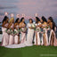Mismatched Mermaid Pink High Slit Long Bridesmaid Dresses Online, WG1147