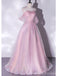 Sparkly Pink A-line Off Shoulder Maxi Long Prom Dresses,Evening Dresses,13192