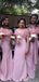 Elegant Floral Mermaid Pink Off the Shoulder Long Bridesmaid  Dresses Online, WG1011