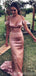 Pink Mermaid Off Shoulder V-neck Cheap Long Prom Dresses Online,12587